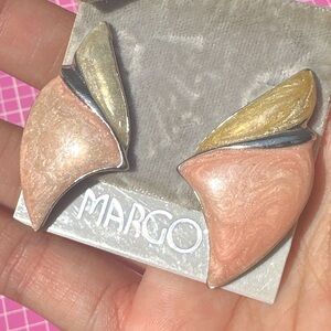 MARGO’S earrings beige reflective silver tone new with tag